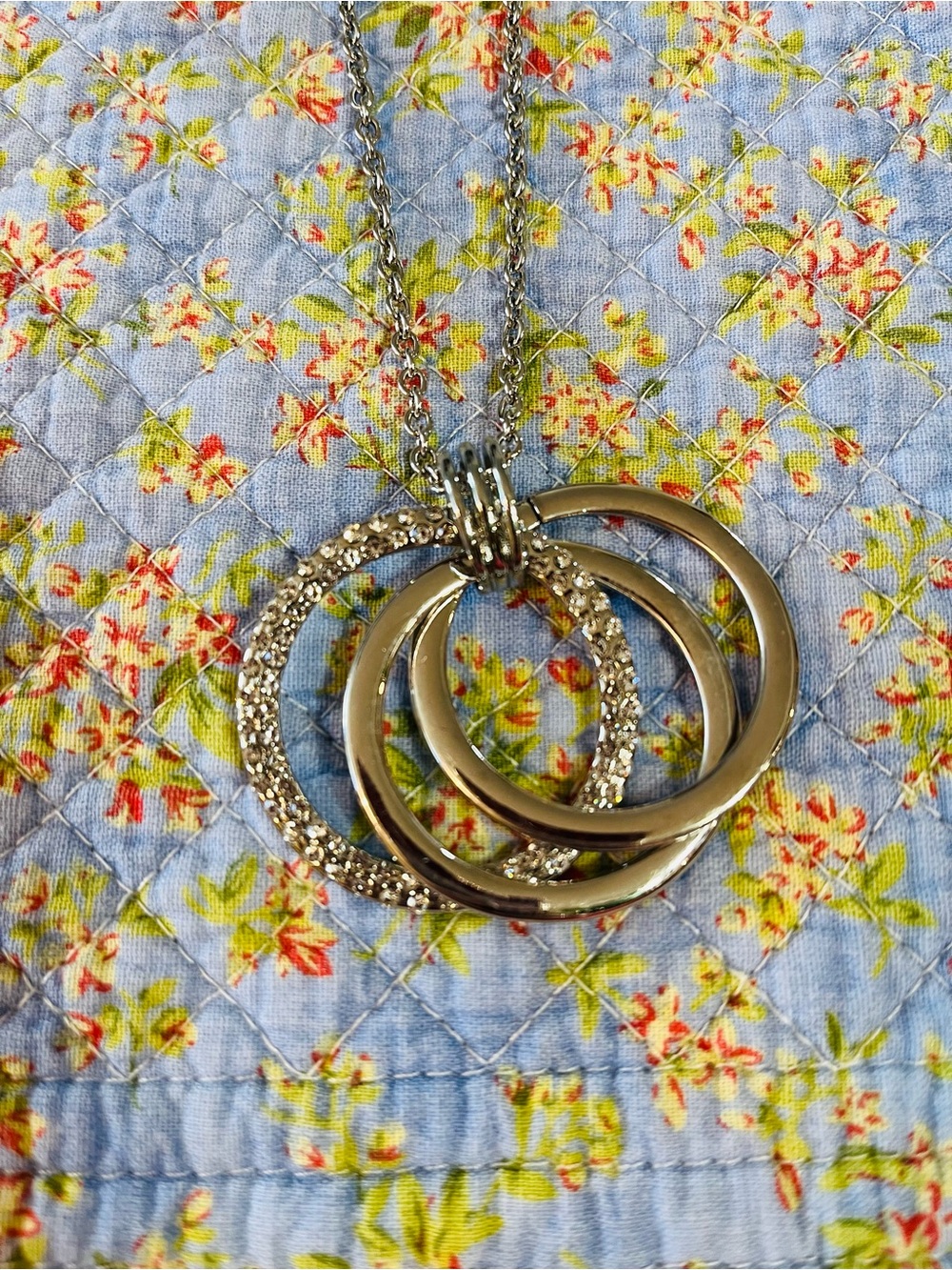 Triple Ring Pendant Necklace, 24”